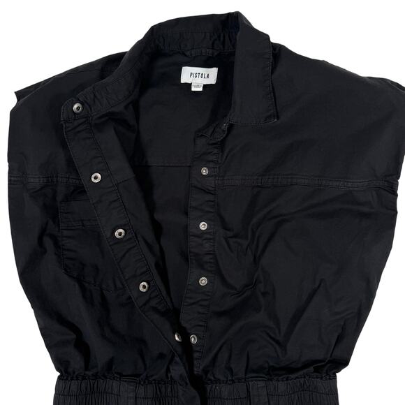 Pistola Black Utility Button Front Mini Dress Women’s Small Cotton Blend - Picture 7 of 10